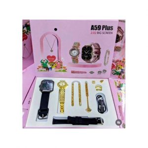 Smartwatch A59 Plus Gift Set (2.02 Big Screen) – Luxury Combo for Men & Women