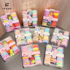 Colorful kids hair accessory sets rubber bands