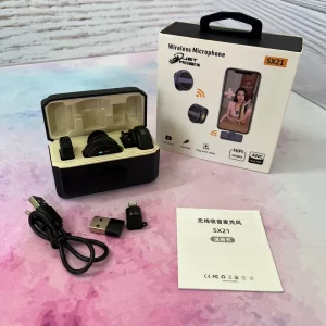 SX21 Microphone Wireless Magnetic Suction Outdoor Live Radio Collar Clip Round Active Noise Reduction for youtube