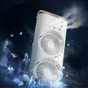 TEKCOOL 4000mAh Double Ended Spray Fan, Cold Air, 2025 New 3 Gears USB Rechargeable Oscillating one with LED Light Cooler, Touch & Remote Control, 280ml Water Tank, Ice Filling (White) - Image 3