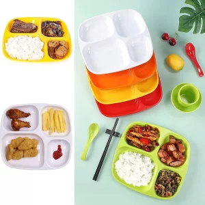 Plastic 4 Portioned Sections, stackable tableware for noodles and burgers