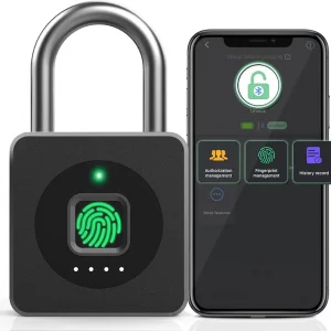 eLinkSmart Fingerprint Locker Lock, Keyless Biometric Padlock, Weatherproof Electronic Digital Bluetooth App