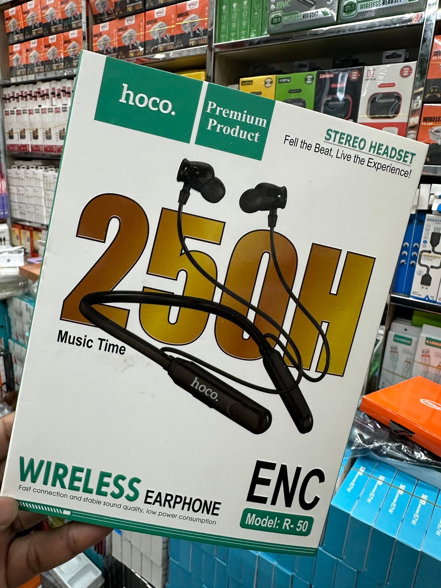 hoco. R-50 ওয়্যারলেস নেকব্যান্ড ইয়ারফোন – ২৫০ ঘণ্টা মিউজিক টাইম ও ENC প্রযুক্তি - Image 2