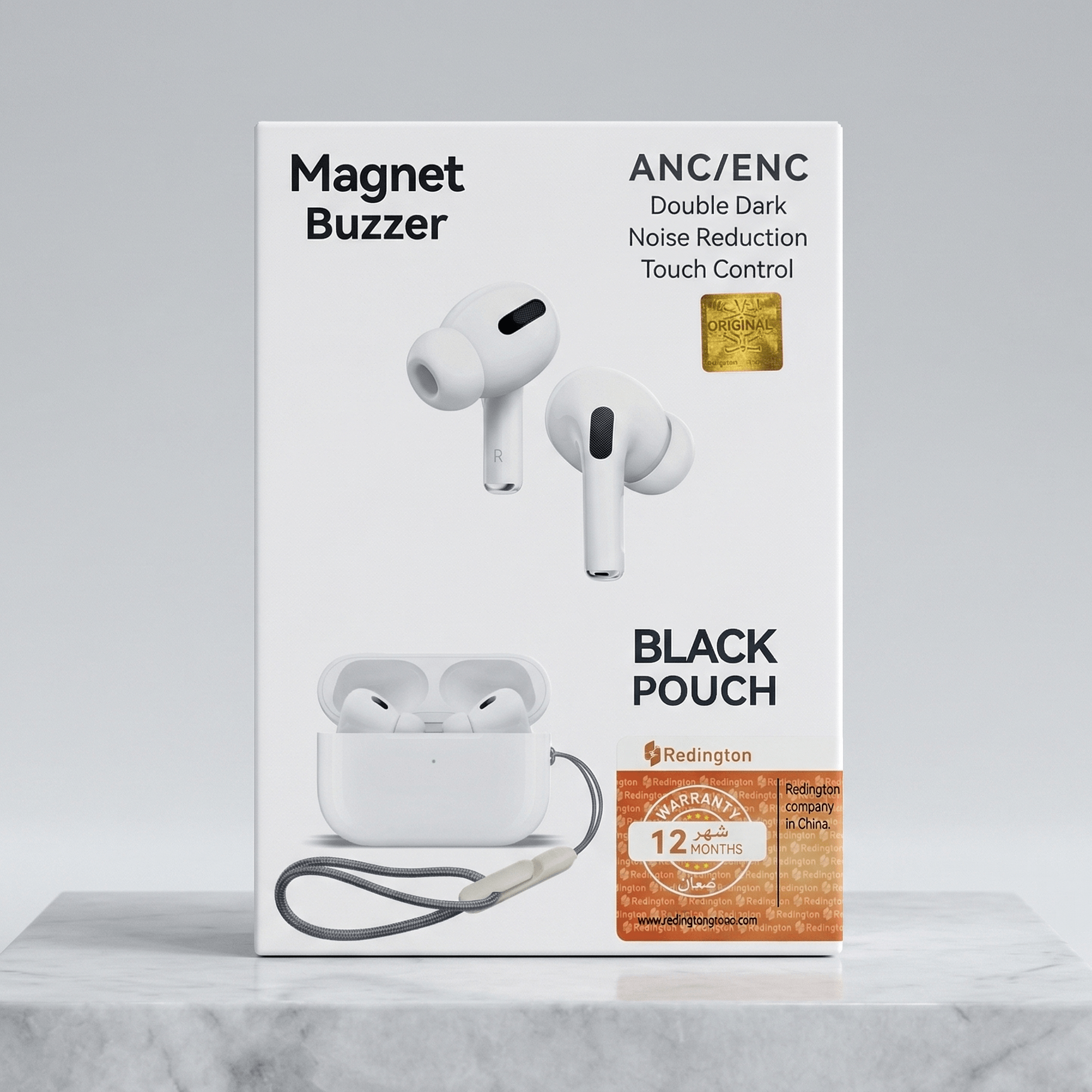 Airpods Pro 2 Magnet Buzzer with Pouch White (Generic Quality - Image 2