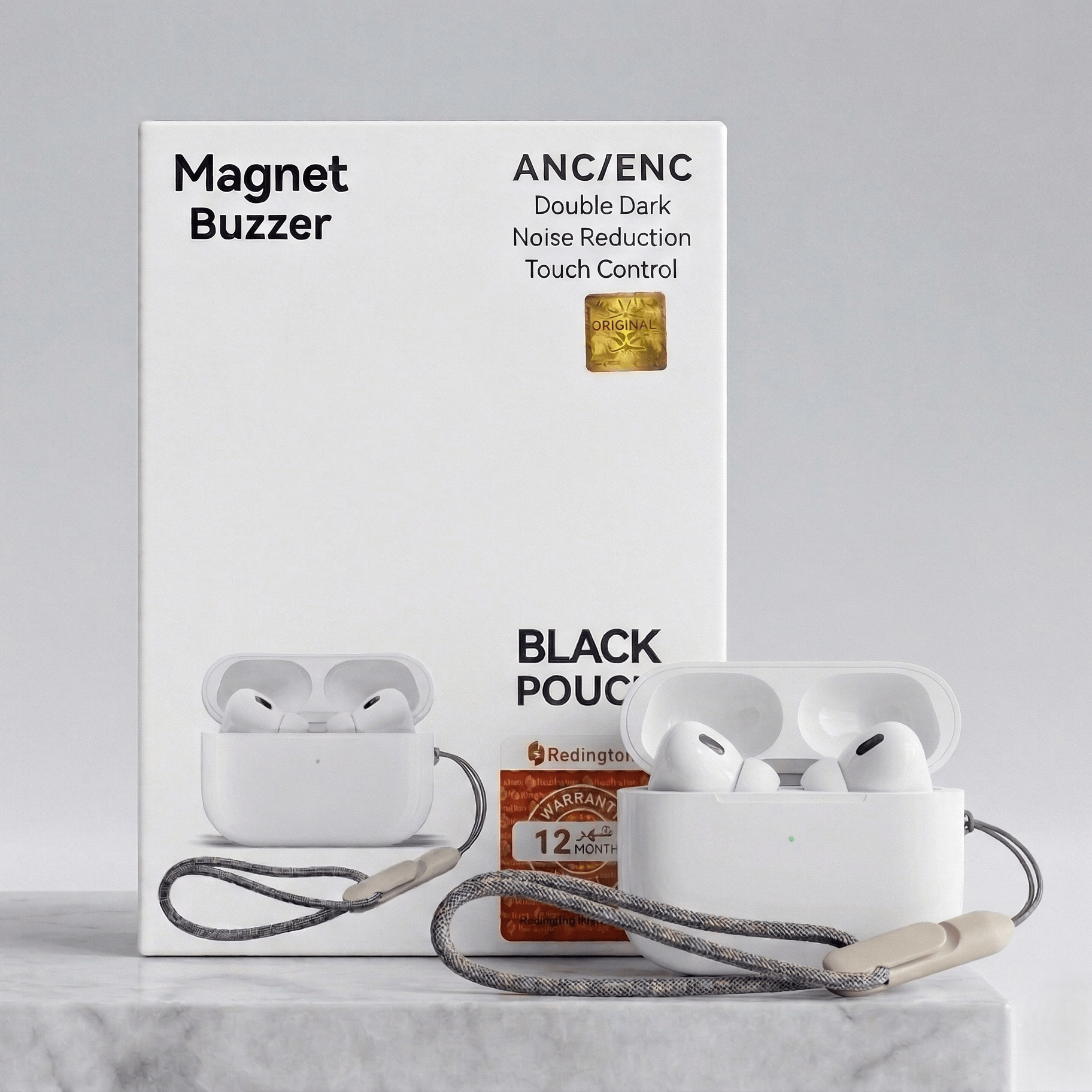 Airpods Pro 2 Magnet Buzzer with Pouch White (Generic Quality