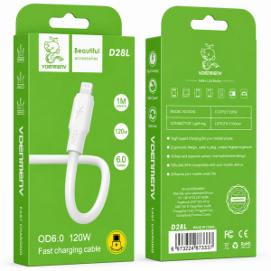 VDENMENV D28L 120W Fast Charging Cable OD 6.0mm 1Meter Lightning