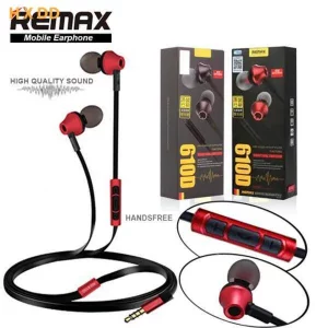 Remax RM 610D Stereo Base-Driven High Performance with Microphone and In-Line Control Earphone - Red