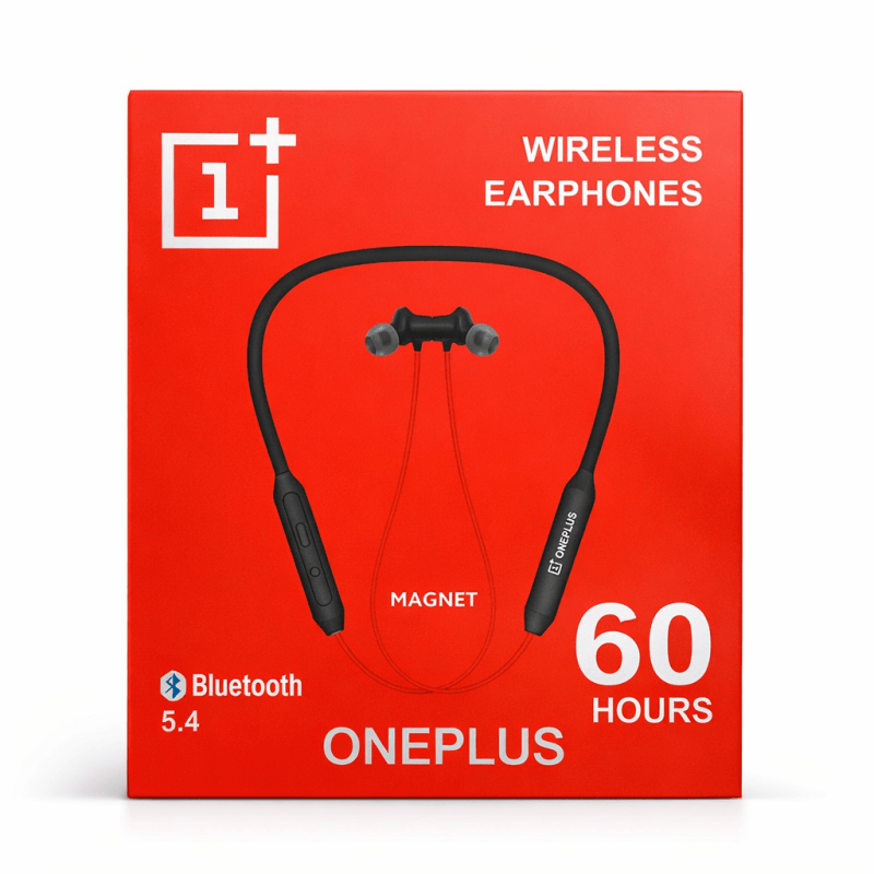 OnePlus Wireless Magnetic Neckband Earphones (60 Hours Battery)