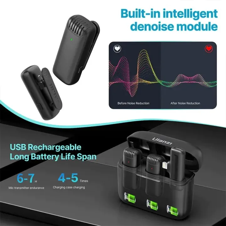 Ulanzi J12 Dual Wireless Microphone For iPhone With Charging Case - Image 4