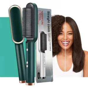 Professional Hair Straightener Brush Comb Fast Heating Anti-Scald Dual Voltage Straight Hair Brush Hot Comb Straight Curly Hair