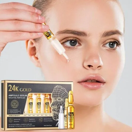 Sadoer Repair Tender Skin 24k Gold Ampoule Face Serum 7Pcs - Image 4