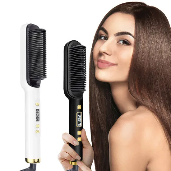Professional Hair Straightener Brush Comb Fast Heating Anti-Scald Dual Voltage Straight Hair Brush Hot Comb Straight Curly Hair - Image 2