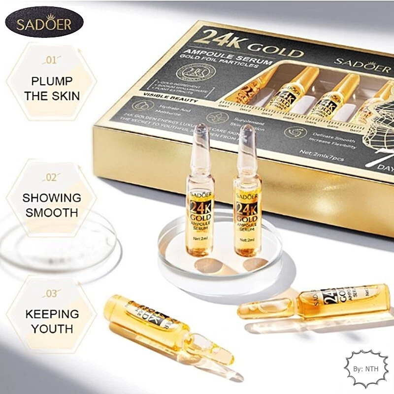 Sadoer Repair Tender Skin 24k Gold Ampoule Face Serum 7Pcs - Image 2